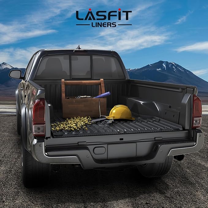 LASFIT Bed Mat for Toyota Tacoma (5FT,61.3'' Bed) 2023 2022 2021 2020 2019-2005 Truck Bed 5 ft, All Weather TPE Car Bed Liner for Toyota Tacoma Accessories Truck Mat &Cargo Liner, Black