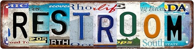 RESTROOM Vintage Metal Tin Sign, Street Sign, Home Decor, Room Decor, Wall Decor, Bathroom Decor, Bar Decor, Cafe Decor, Garage Decor, 16 x 4 Inch