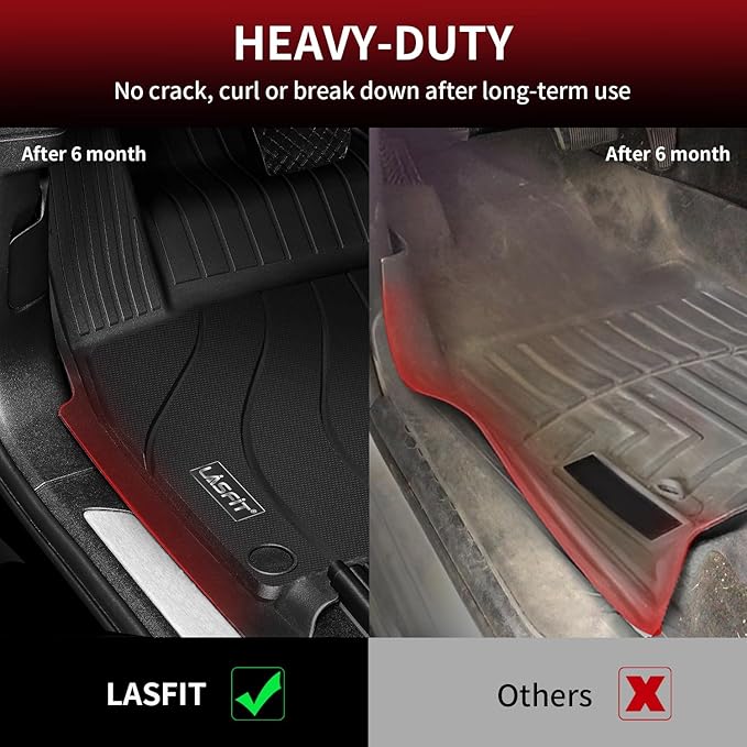 LASFIT Floor Mats for Porsche Cayenne 2019-2025 All Weather Floor Liner TPE Custom Fit 1st & 2nd Row Rubber Car Mats for Porsche Cayenne Automotive Accessories, Black, Easy to Clean