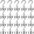 DIYMAG Magnetic Hooks, 50 LB Heavy Duty Magnet with Hook,20 Packs Strong Rare Earth Neodymium Magnets for Hanging, Magnetics Hanger for Curtain, Home, Kitchen, Workplace