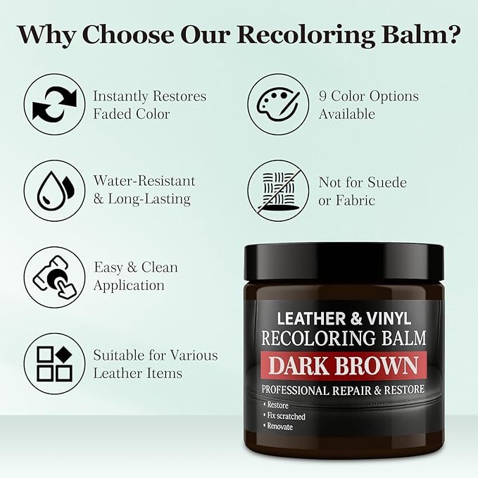 Leather Color Restorer, Leather Recoloring Balm, Scratch Remover, Leather Dye, Leather Paint with Leather Conditioner, Leather Repair Kit for Furniture Couches Car Seats Shoes, White