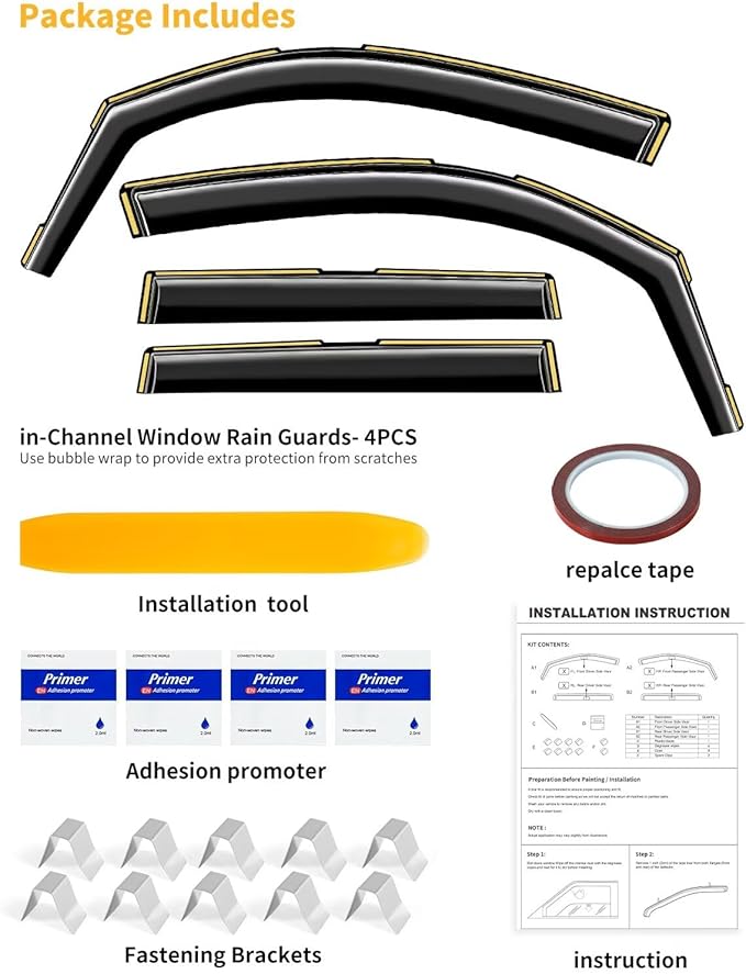 in-Channel Window Rain Guards Fit for Subaru Forester 2019 2020 2021 2022 2023 2024 Extra Durable Window Visors Window Deflectors Vent Visors Vent Shades Car Accessories-4 pcs 2-Q17