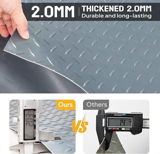 Bonnlo 7.5x17 FT Garage Floor Mat for Under Car,Thickened PVC Roll Floor mats，Waterproof Non Slip Parking Mat,Gray