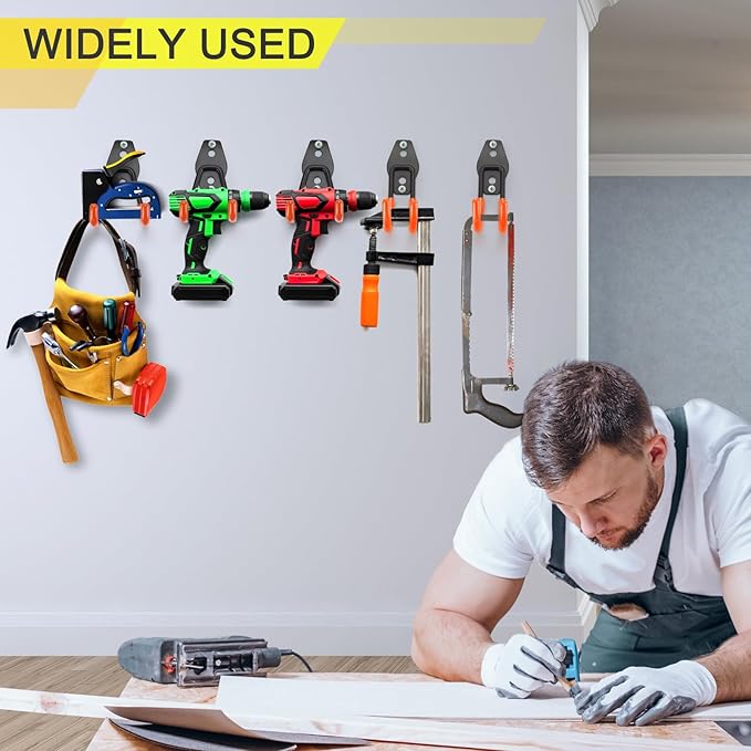 4 Pack Heavy Duty Garage Hooks Storage Organizer Wall Mount Power and Garden Tool Hangers, for Hanging Ladders, Ropes, Hose, Bulk Items