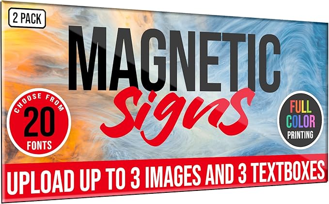 2 Pack, Personalized Magnetic Signs for Vehicles, Custom Car Magnets for Businesses, Customized Full Color Magnetic Truck Signs, 12x24 Car Magnet Signs (Design E)