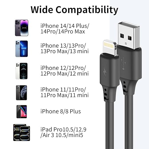 Coiled Lightning Cable 3FT for Car 2Pack, Stretchable iPhone Cord Fast Charging [MFi Certified] Coiled USB to Lightning Cable for iPhone 14 13 12 11 Pro Max XS 8 CarPlay