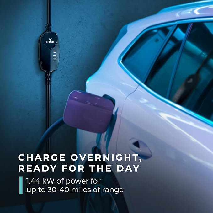Lectron Level 1 J1772 EV Charger (WiFi) with App Control - 120V, 12 Amp, & 16 ft Cord - Portable Charger for J1772 EVs with NEMA 5-15 Plug - Compatible with All J1772 Evs