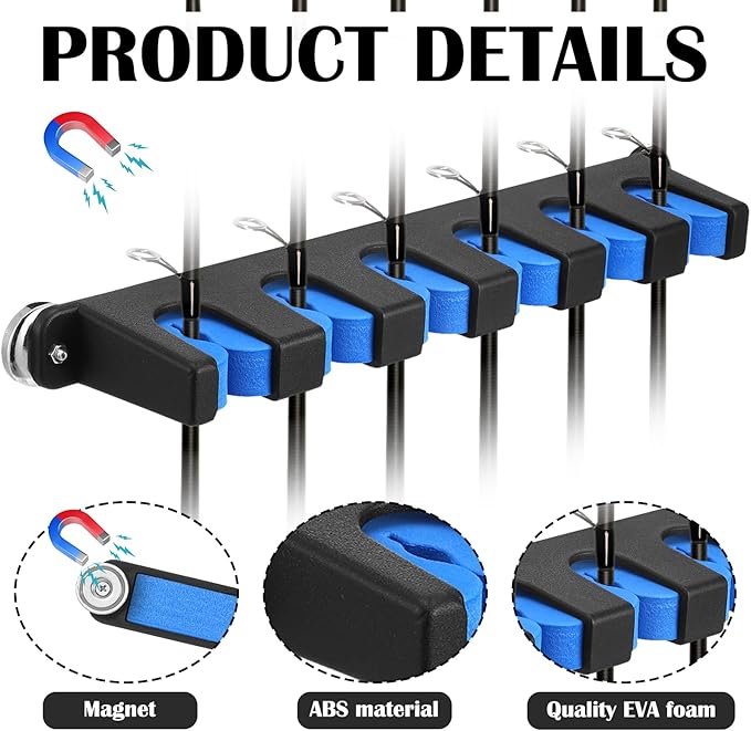 2 Pcs Magnetic Fishing Rod Holder for Car Fishing Pole Rack Vertical Rod Storage Holders for Truck Bed Boat Wall Garage Door