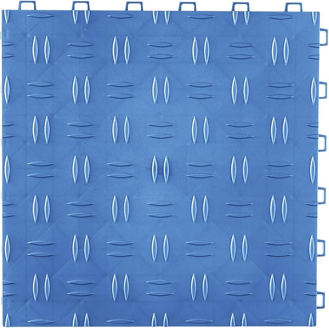 VEVOR Interlocking Garage Floor Covering Tiles, 12x12x0.53 inch, 50 Pack, Non-Slip Double-Sided Texture, for Garages, Basements, Repair Shops, Blue