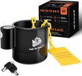 METOWARE 5th Wheel King Pin Lock with Warning Tag for 5th Wheel, RVs, Semi Trailers and Campers (Black)