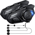 Motorcycle Helmet Bluetooth Headset, 10 Way 2KM Helmet Communication System, Multitasking Audio Motorcycle Intercom, 2 Mics&40mm Speaker, 2 Pack