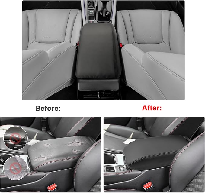 SXCY Fit for 2023 2024 2025 Honda Accord Armrest Cover for 2023 2024 2025 Accord Center Console Cover for 2024 2025 Honda Accord Accessories Armrest Cushion(Leather Cover with Black Stitching)
