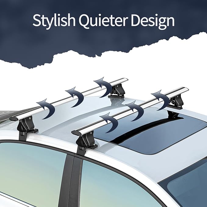 Universal 55" Roof Rack Cross Bars, Adjustable Car Top Roof Rack,Aluminum Locking Crossbars Fit for Car SUV Without Any Types of Side Rails
