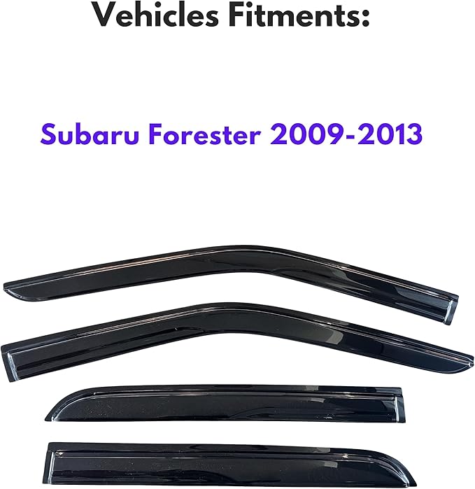 KPY Window Visor Compatible with Subaru Forester 2009-2013, 4PC Rain Guard Side Window Vent Deflectors Tape-On Mugen Style, 2009 2010 2011 2012 2013