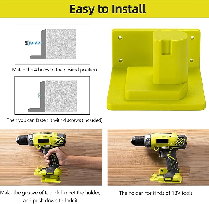 5Pcs Tool Mount Holder Plastic Electric Tool Battery Dock Compatible with 18V Battery Heavy Duty for Workshop Garage