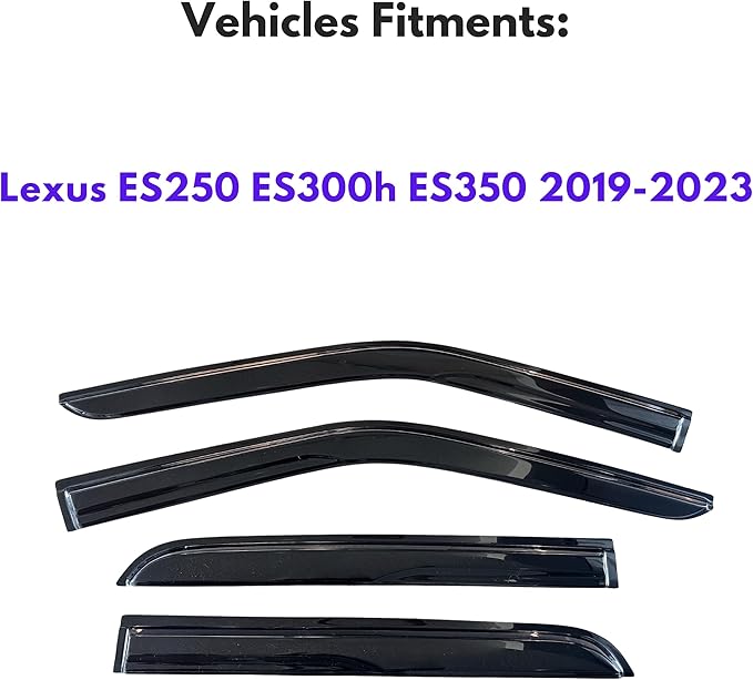 KPY Window Visor Compatible with 2019-2023 Lexus ES250 ES300h ES350, 4PC Rain Guard Side Window Vent Deflectors Tape-On Mugen Style, 2019 2020 2021 2022 2023