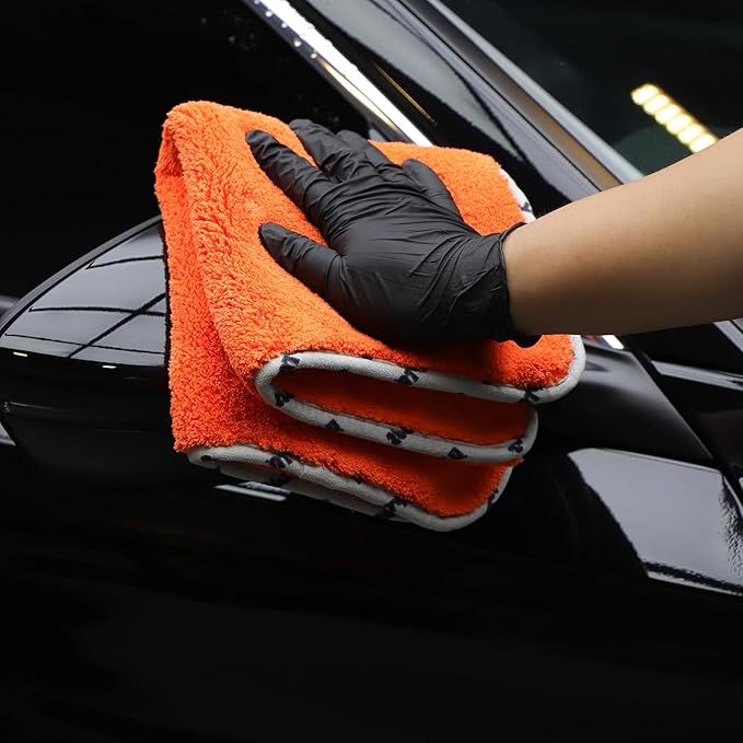 SPTA Car Microfiber Towels, 3Pcs Microfiber Car Cleaning Cloths, Upgraded 1200gsm Ultra-Thick Cars Drying Towel Microfiber for Car and Home Polishing Washing and Detailing 16'' x 16''(3 Pack)