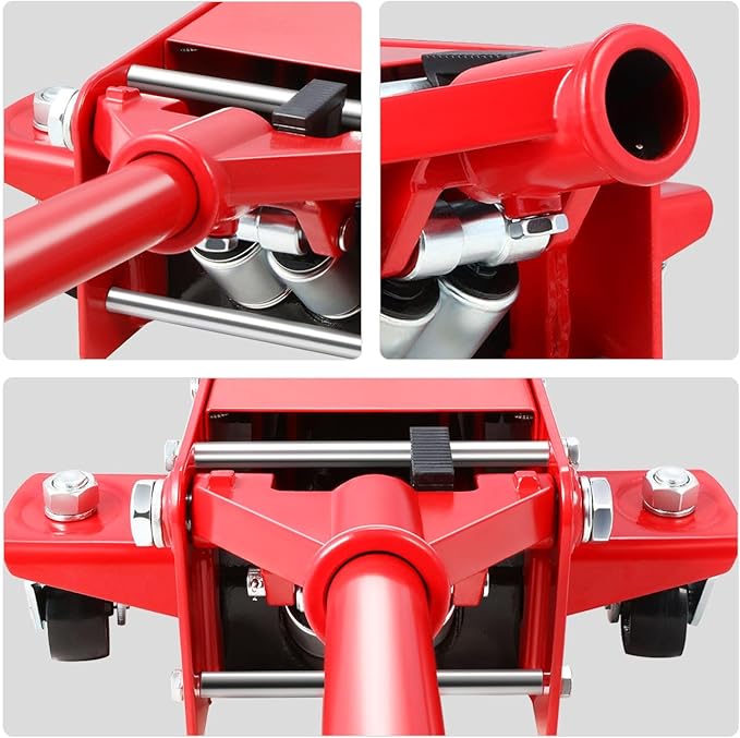 DNA MOTORING Low Profile Hydraulic Trolley Service/Floor Jack, 3 Ton (6000 lbs) Capacity Heavy Duty Hydraulic Car Jack, Lifting Range 3"-20", TOOLS-00475-RD