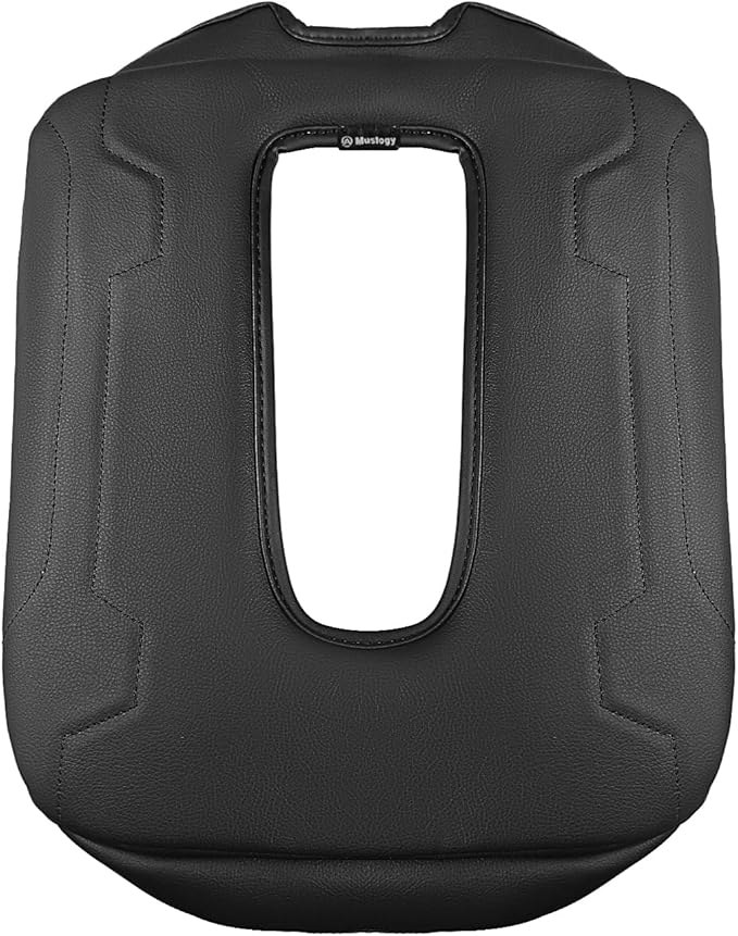 Muslogy Center Console Armrest Cover Compatible with Chevy Silverado & GMC Sierra 2019-2025 Comfort Armrest Pad Arm Rest Cushion Vegan Leather Protector 1-Inch Extra Thick(Jump Seat ONLY)