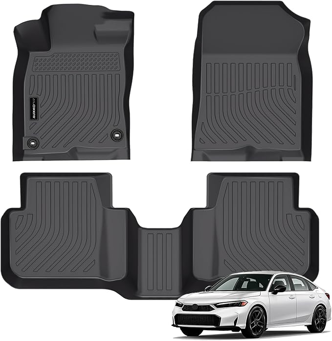 Auxko All Weather Floor Mats Fit for Honda Civic Hybrid 2026 2025 TPE Liners Accessories All Season Guard Odorless Anti-Slip Floor Mats for Honda Civic Hybrid 2025 Black