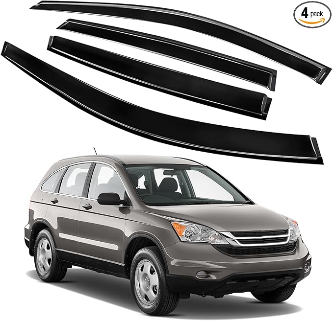 4PCS Rain Guards Window Visors Fits for 2007-2011 Honda CR-V (CRV) SUV, Outside Mount Wind Deflector, Vent Visors Shade Shield, Exterior Car Accessories, 2007 2008 2009 2010 2011