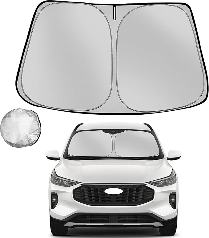 Windshield Sun Shade for 2020-2025 Ford Escape Foldable Sun Sunshade for Car Front Window Blocks UV Rays and Heat Automotive Interior Protector Custom Fit Accessories