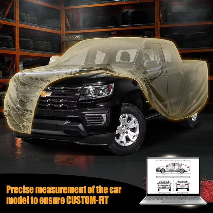 Waterproof Truck Covers Replace for 2005-2025 Toyota Tacoma Double Cab 5ft, Multilayer Heavy Duty with Cotton Liner All Weather Car Cover with Zipper Door, Windproof Bands for Snow Rain Protection