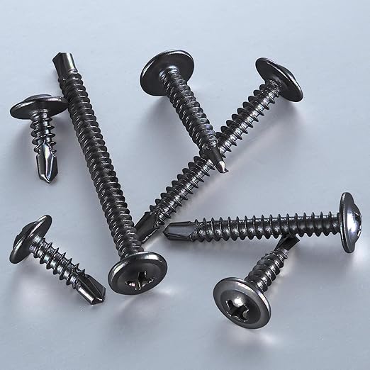 (100 pcs) Wensilon #10×2” for Sheet Metal Self-Tapping Screws 410 Black Stainless Steel Truss Head High-Strength Quick Tapping