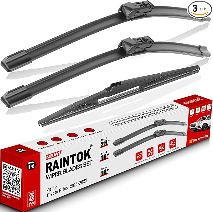 Windshield Wiper Blades Replacement for Toyota Prius 2016-2022 Original Factory Quality Front Rear Wipers Blade Set for My Car - 28" 16" 16" (Pack of 3)