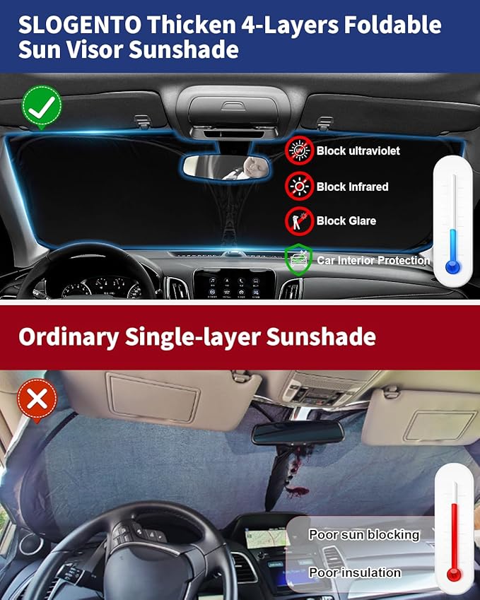 Sunshade Car Windshield Sun Shades for Titan 2024 Pickup Front Window Shield for Nissan Titan 2016-2023 Windshield Cover for 2021 2022 Nissan NV 1500 3500HD Van Minivan Foldable Sun Visor Accessories