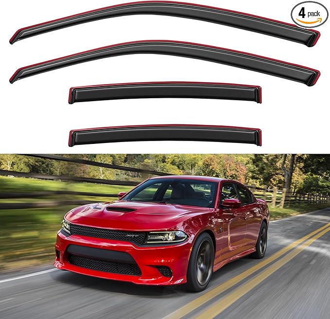 in-Channel Window Visors Rain Guards for 2011-2023 Dodge Charger, Window Vent Wind Deflectors Visors Shades for 11-23 Charger (NOT Outside-Adhensive Style