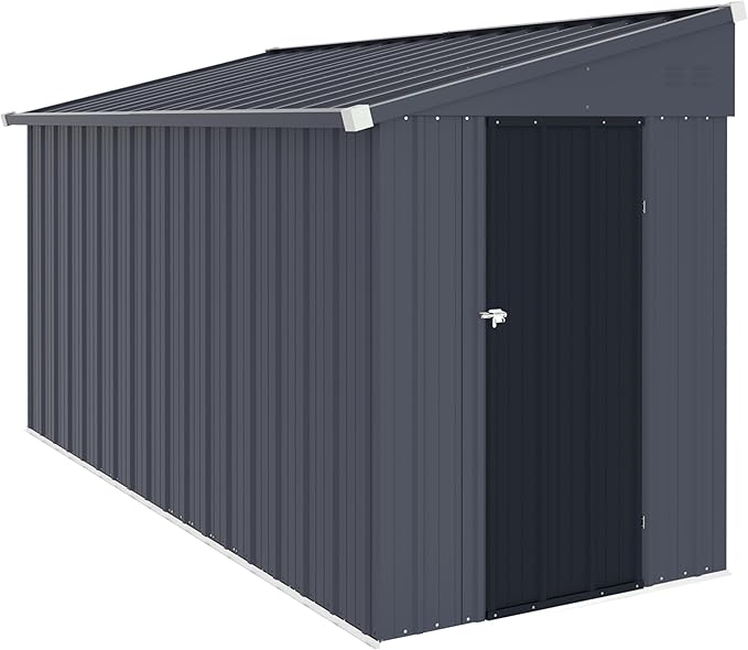 BlueWish 4'x10' Storage Shed, Outdoor Storage Shed with Vents, Galvanized Sloping Roof, Metal Tool Shed Small Shed for Tool Storage, Garbage,Pet House