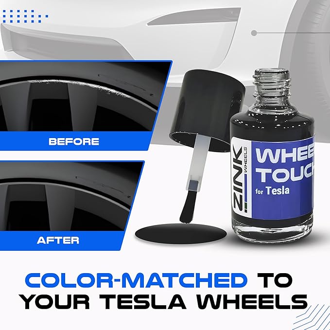 Premium Tesla Wheel Curb Rash Repair Kit for Model S 21-inch Grey Arachnid Rims - DIY Kit with Color-matched Touch Up Paint - Made in USA