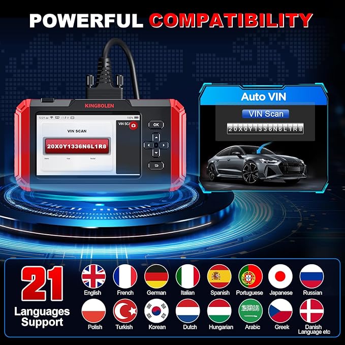 KINGBOLEN S800 OBD2 Scanner Diagnostic Tool,ABS SRS Engine at Automotriz Code Reader with 15 Resets,Oil SAS TPMS Gearbox Brake,FCA AutoAuth Automotive Scan Tool,AutoVIN,All Cars Lifetime F-Ree Update
