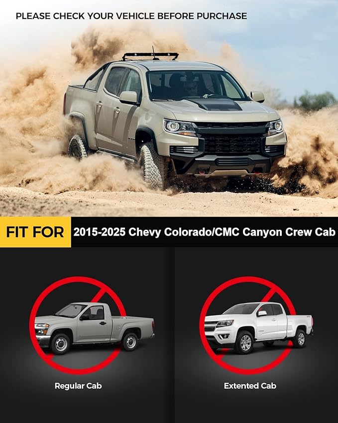 KYX 6 inches Running Boards Side Steps Compatible with 2015-2024 Chevy Colorado/GMC Canyon Crew Cab(Nerf Bar Side Steps Side Bars)