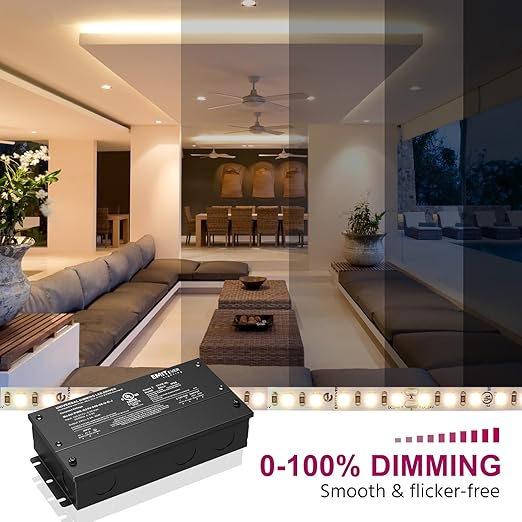 EMITEVER Dimmable Led Driver, 2 Packs 60W AC 110V-277V to DC 24V Transformer, 5-in-1 Dimming: ELV/MLV/TRIAC / 0-10V / 1-10V / 10V PWM/Potentiometer, Waterproof IP67 and UL Listed,Class 2