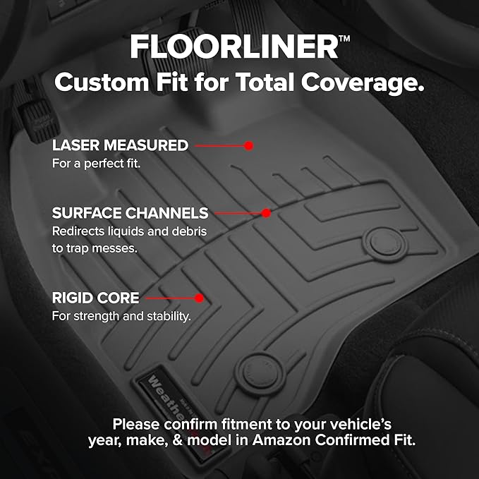 WeatherTech Custom Fit FloorLiners for Honda CR-V, CR-V Hybrid - 1st & 2nd Row (461780-1-2), Grey