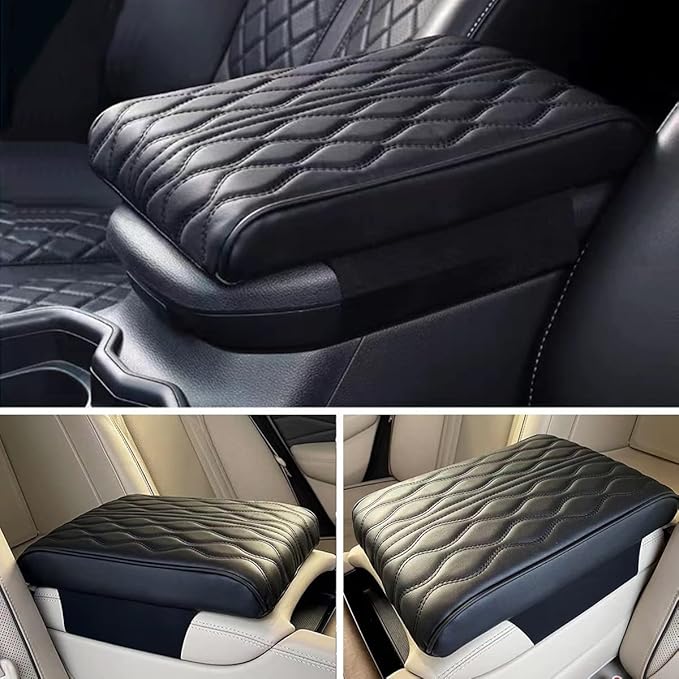Car Center Console Cover, Memory Foam Car Armrest Cushion, Black Auto Arm Rest Pad, Leather Arm Rest Covering Car, Hand Rest Pillow for SUV/Truck/Vehicle (Black)
