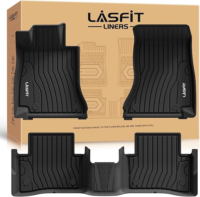 LASFIT Floor Mats for Mercedes Benz C Class 2026 2025 2024 2023 2022 C300 / C43 AMG / C63 AMG S / C63 AMG S E (Sedan Only), All Weather TPE for Floor Liners for C Class Car Mats, 1st & 2nd Row Set