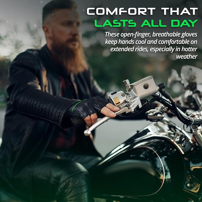aasportx Motorcycle Gloves - Men's Leather Motorbike Gloves with Touchscreen Function - Non-Slip Pads for Men & Women