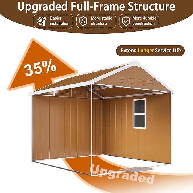 6 x 4 FT Outdoor Storage Shed, Metal Garden Tool Shed with Slooping Roof, Lockable Doors and Windows, All-Weather Weatherproof Blike shed for Garden, Patio, Lawn, Yellow