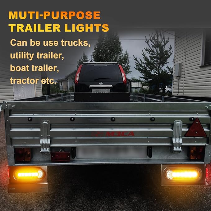 Agrieyes Sequential Turn Signal Trailer Lights, Oval LED Trailer Light with Box, Boat Trailer Lights Kit with Brake, Tail, Turning Signal, Reverse Light, DOT Compliant