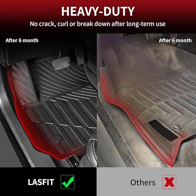 LASFIT Floor Mats for Cadillac XT4 2019-2025, All Weather TPE Custom Fit Automotive Floor Mats for Cars, 1st and 2nd Row Car Floor Mats Full Set for Cadillac XT4 Accessories, 3 PCS, Black
