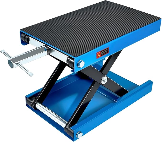 Motorcycle Lift Scissor Jack, 1200 LB Capacity Wide Deck Hoist Stand Maintenance Bikes ATVs Garage Repair Center Stand Lift Jack, Blue
