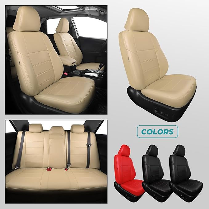 for Toyota Camry Seat Covers SE XSE SE Sport 2012 2013 2014 2015 2016 2017 - Custom Fit Car Seat Covers Full Set, Waterproof Breathable Leather Seat Covers for Cars, Beige Not for Hybrid