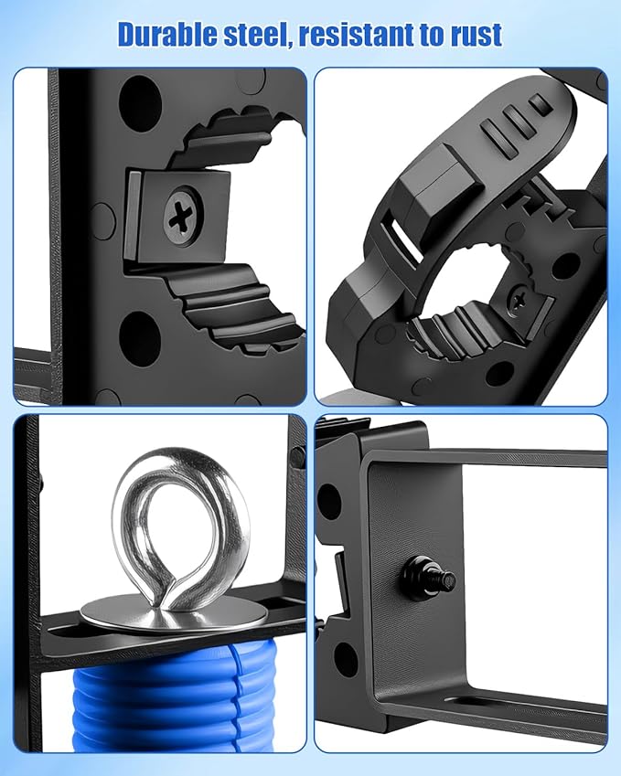 Upgraded Dual UTV Cargo Bed Tool Holders Compatible with Polaris Ranger and General, 4 Position Tool Carrier Mounting Kit, Shovel Holder Fits All UTV Round Bed Anchor Holes, No Drilling