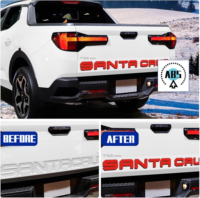 Tailgate Insert Letters Compatible for 2022 2023 2024 2025 Santa Cruz 4D Raised Tailgate Decal Letters (Double Layer Black Edge Red Faced)