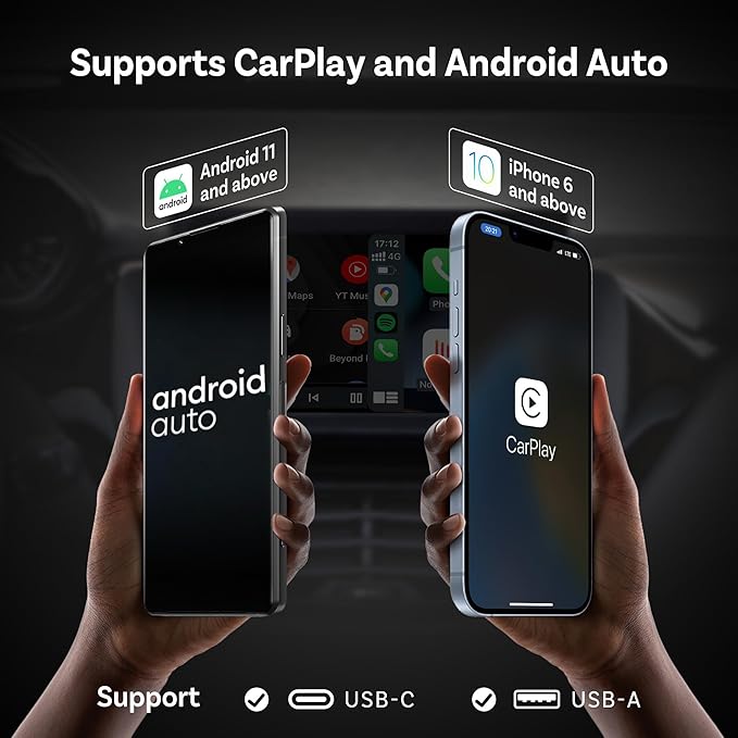 OTTOCAST Mini Dongle Wireless CarPlay Adapter for iPhone & Android Auto Adapter 2-in-1 Convert Wired to Wireless Apple Car Play, Plug & Play, USB-C, Low Latency (2016+ Cars, iOS 10+/Android 11+)