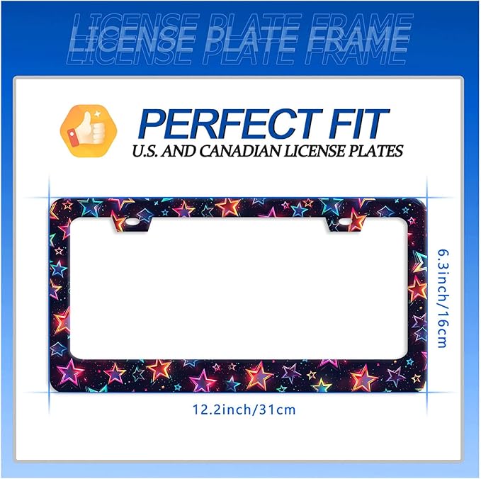 Colorful Stars License Plate Frame Starry Sky License Plate Holder Funny Car Accessories Decoration 12.3" x 6.3" for Men Women