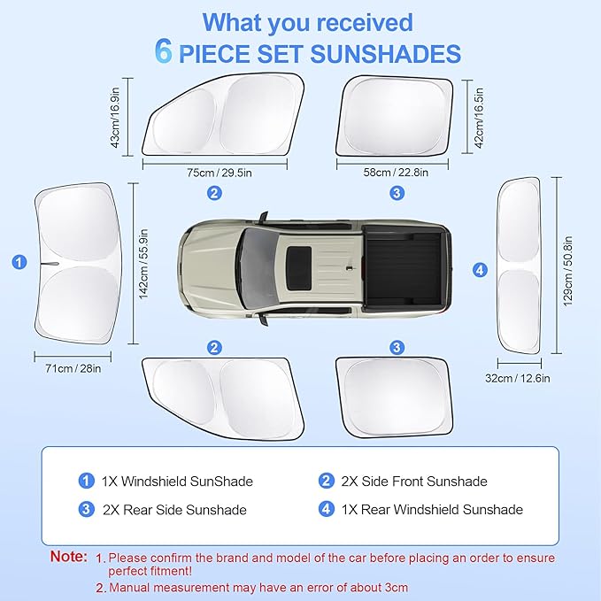 6pcs Car Window Shades for Ford Maverick2022-2024 2025 Accessories,Windshield Side Rear Full Sunshade,Sun Visor UV Blocking, Privacy Protection and Blackout for Camping Outdoor